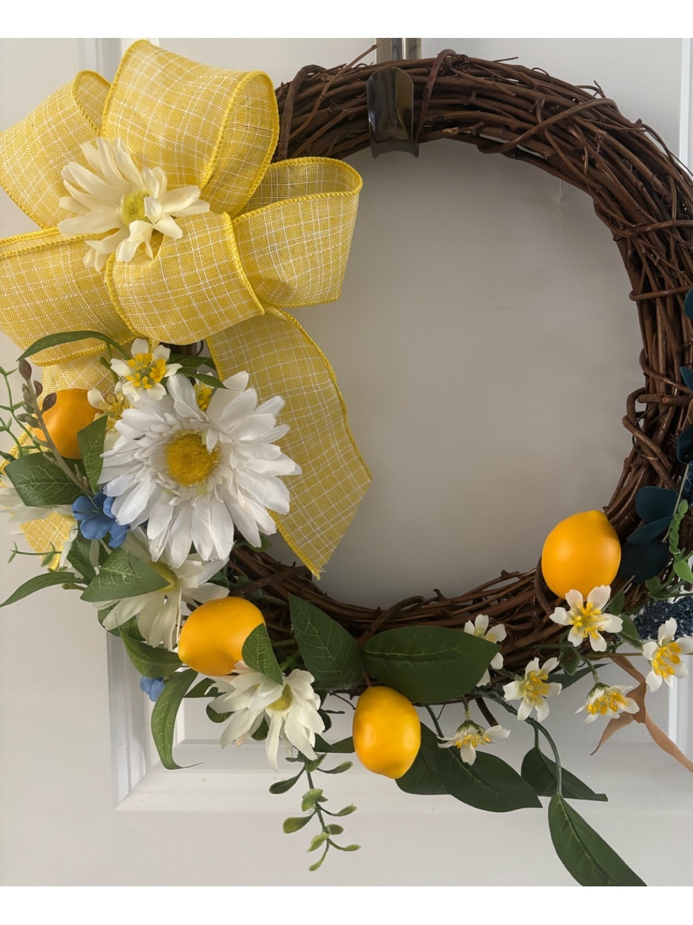 Lemon Daisy Grapevine Wreath Summertime Hand Crafted Custom Final Sale